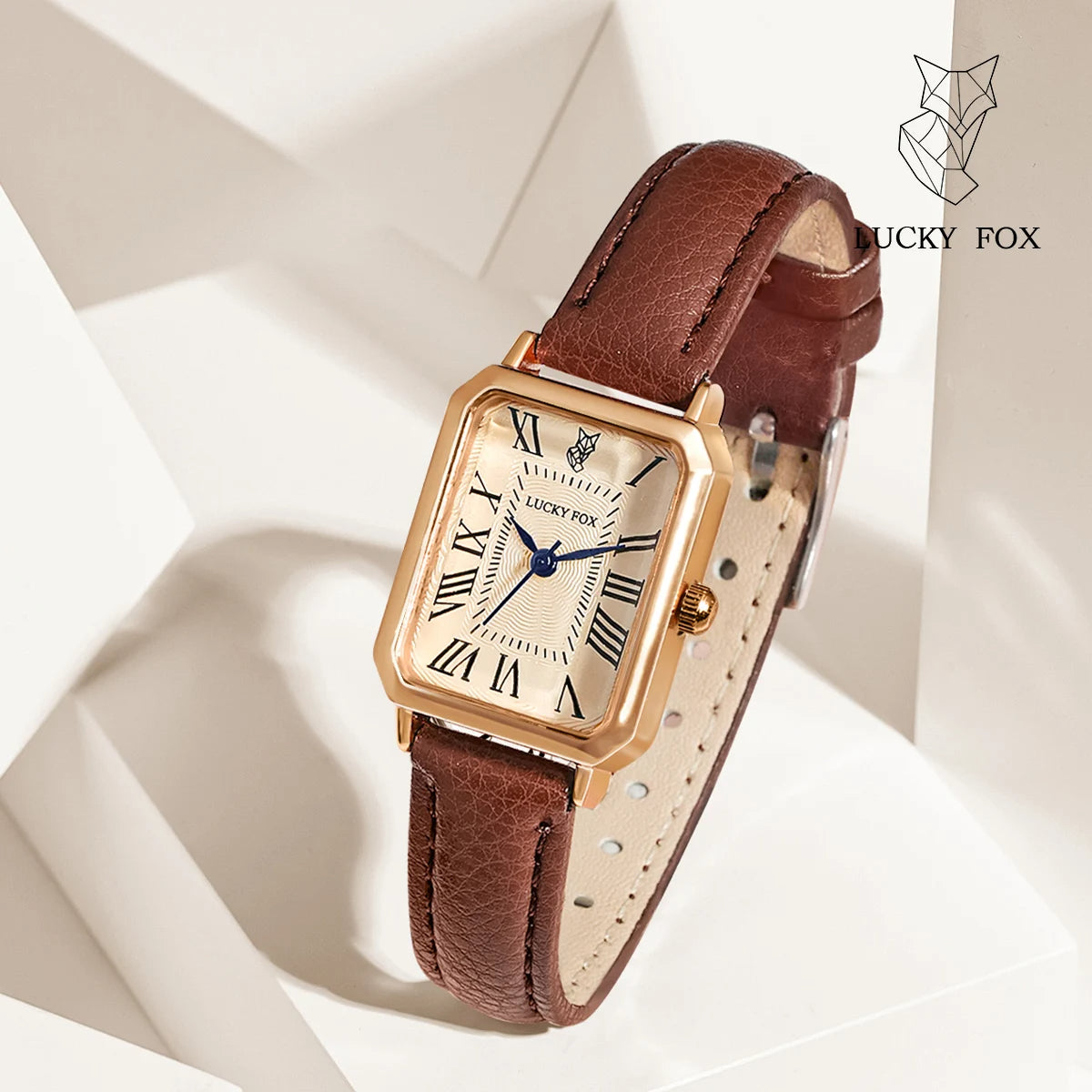 Fashion Retro Digital Dial Square Leather Strap Quartz Wristwatch
