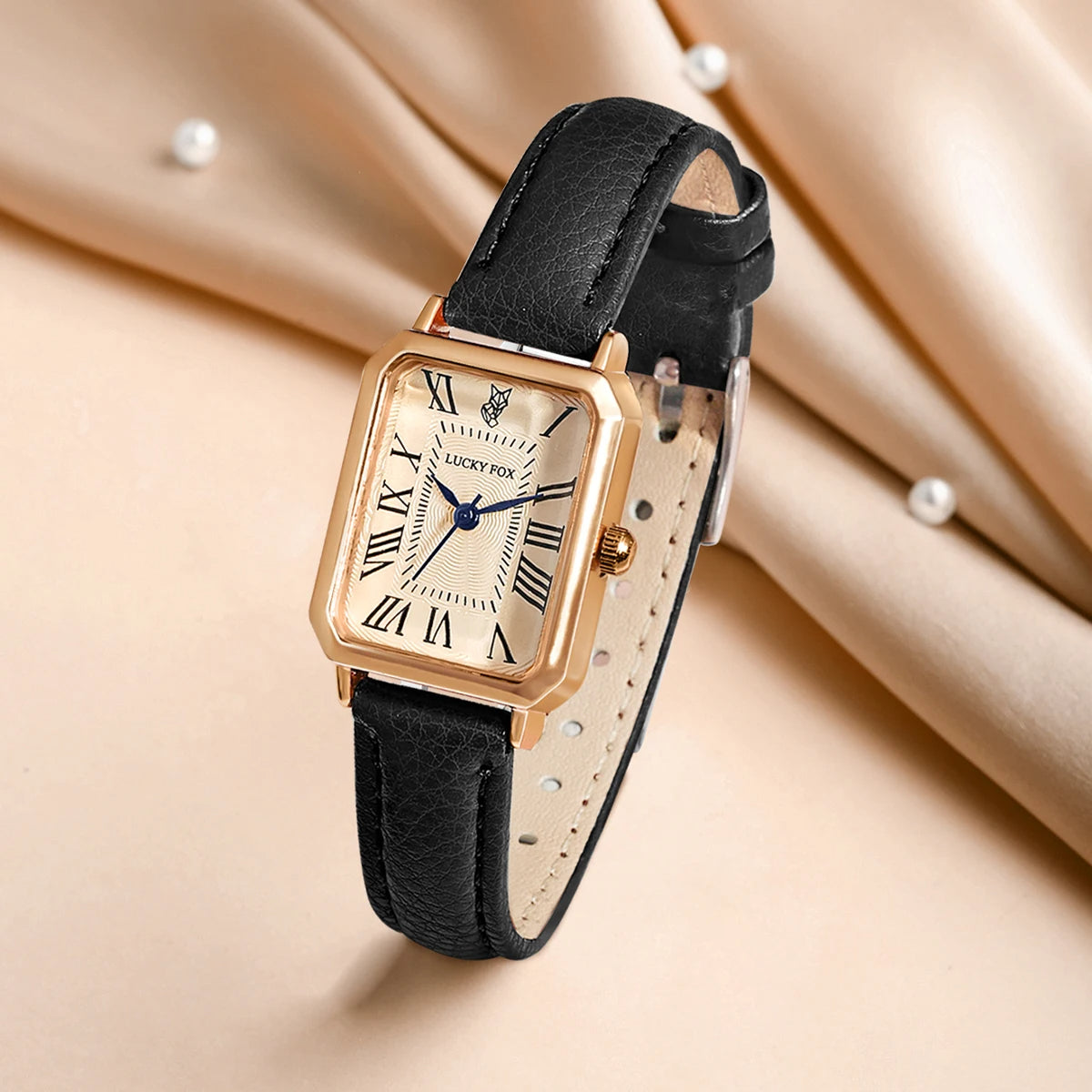 Fashion Retro Digital Dial Square Leather Strap Quartz Wristwatch