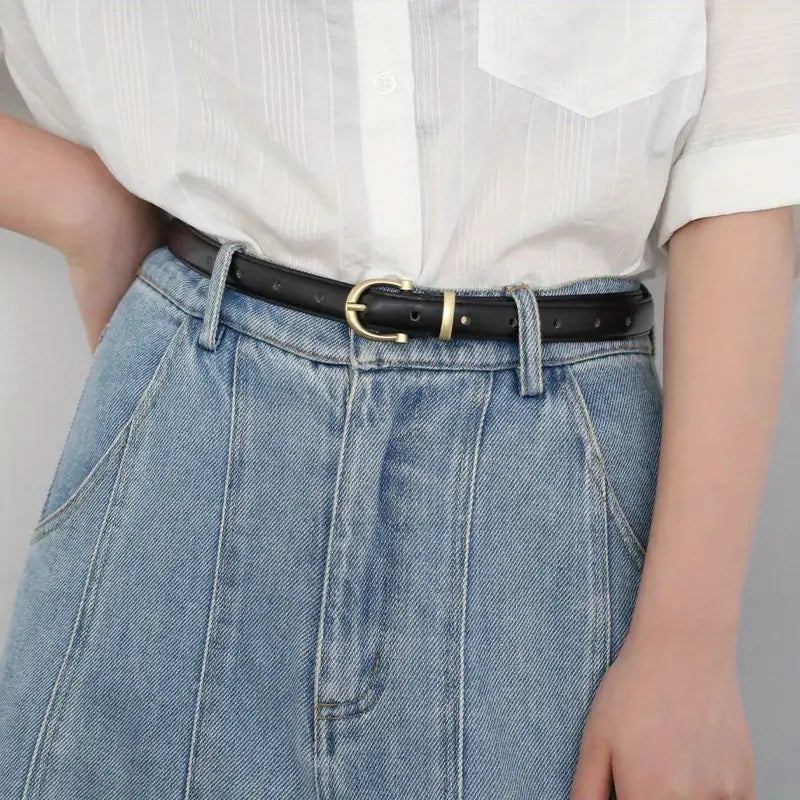 Retro Oval Pin Buckle Thin Belt