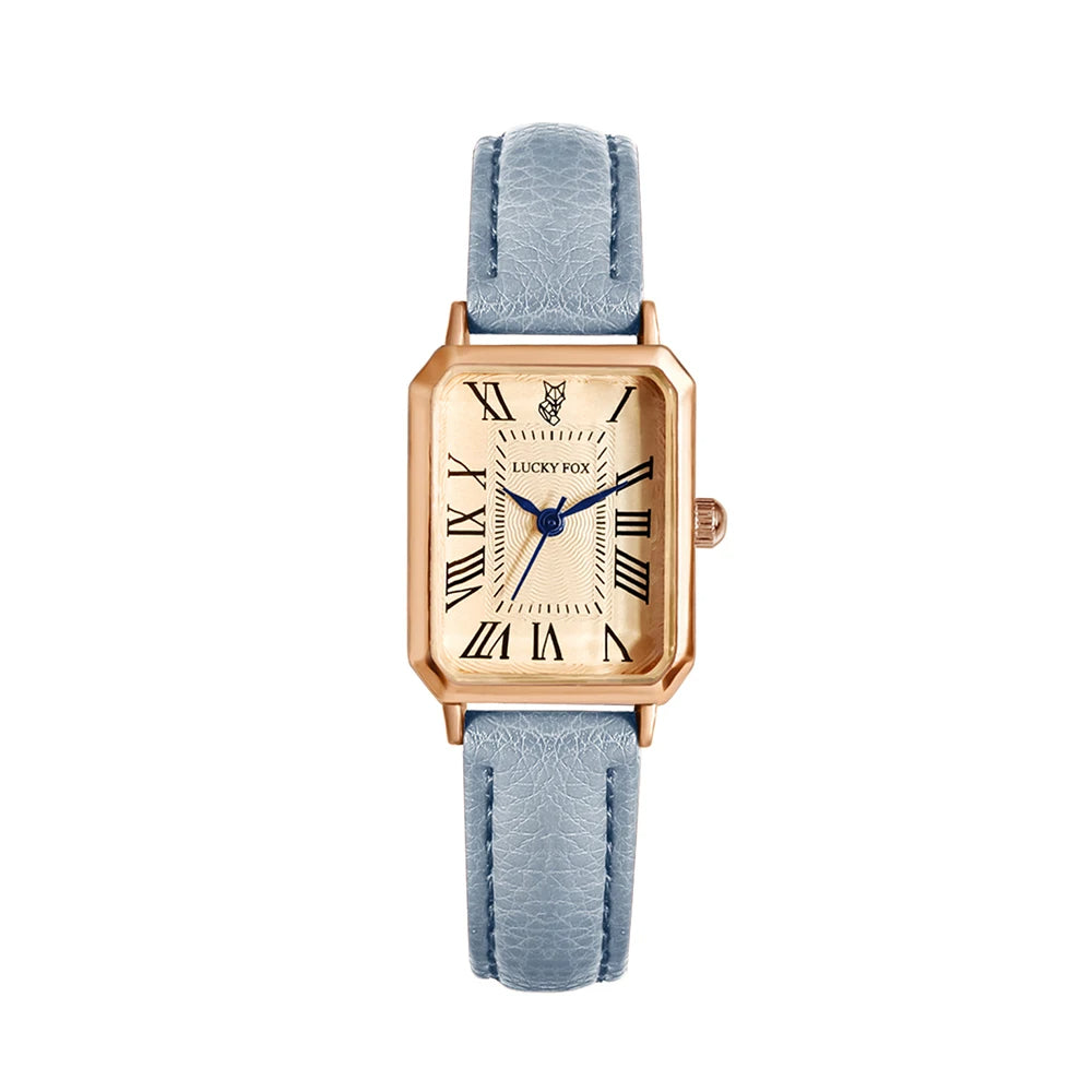 Fashion Retro Digital Dial Square Leather Strap Quartz Wristwatch