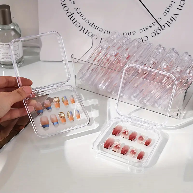 10pcs/11pcs Transparent Wearable Nail Sheets & Multifunctional Storage Display Box