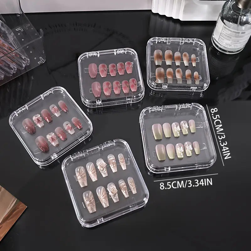 10pcs/11pcs Transparent Wearable Nail Sheets & Multifunctional Storage Display Box