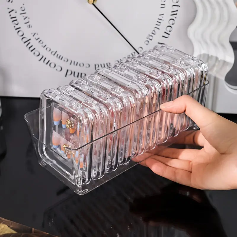 10pcs/11pcs Transparent Wearable Nail Sheets & Multifunctional Storage Display Box
