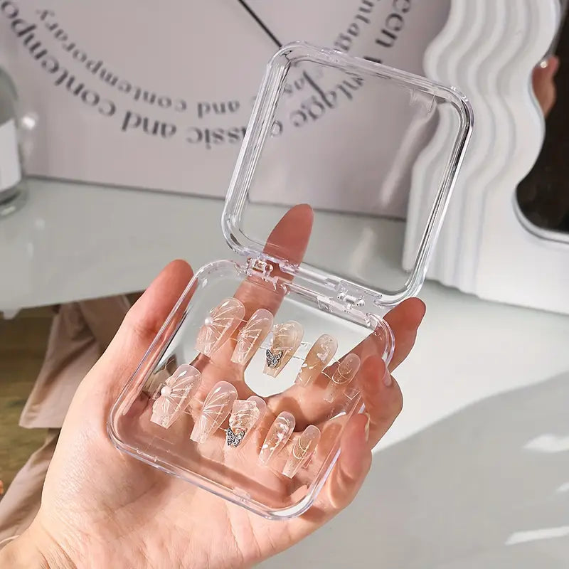 10pcs/11pcs Transparent Wearable Nail Sheets & Multifunctional Storage Display Box