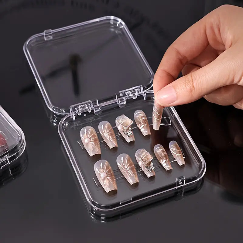 10pcs/11pcs Transparent Wearable Nail Sheets & Multifunctional Storage Display Box