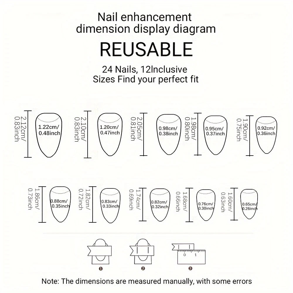 YelloTee 96pcs French almond short press-on nails with DIY nail tools, perfect for women and girls in INS style