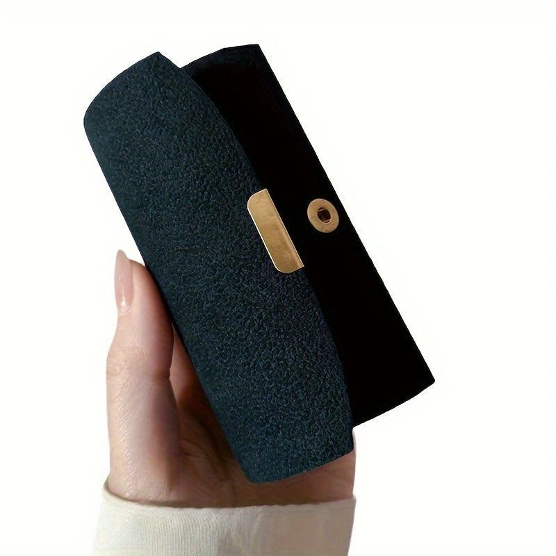 YelloTee luxury velvet jewelry organizer box for women, compact travel case with anti-tarnish storage for rings and accessories.