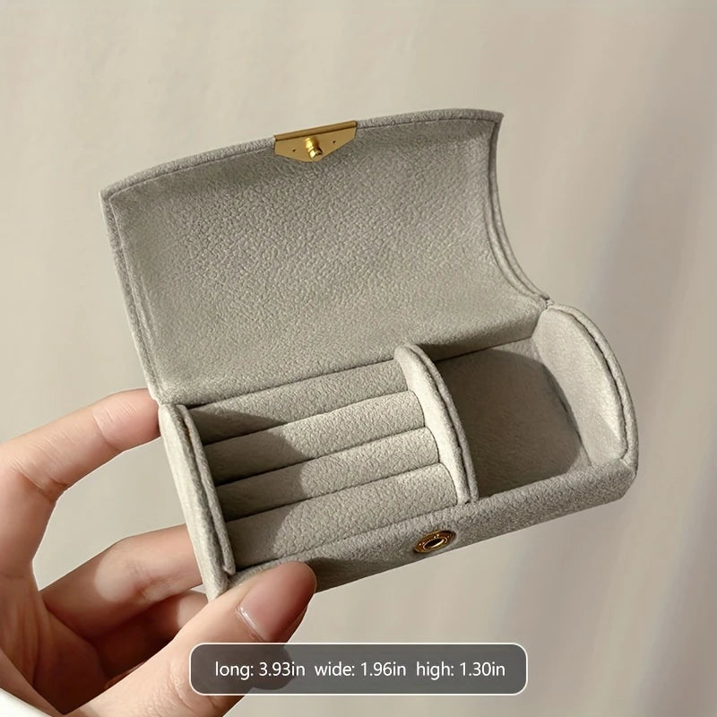 YelloTee luxury velvet jewelry organizer box for women, compact travel case with anti-tarnish storage for rings and accessories.
