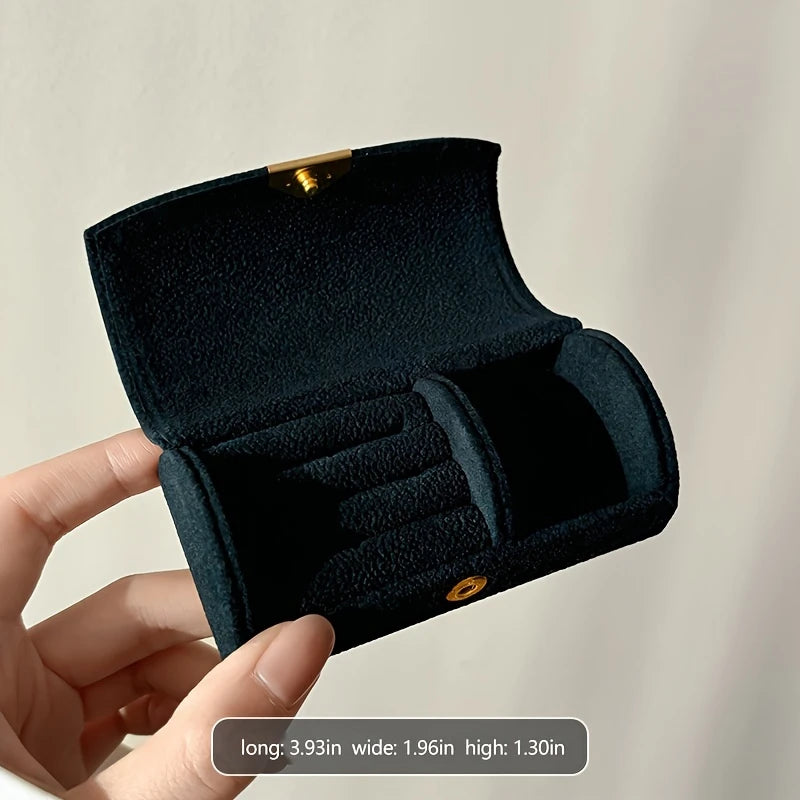 YelloTee luxury velvet jewelry organizer box for women, compact travel case with anti-tarnish storage for rings and accessories.