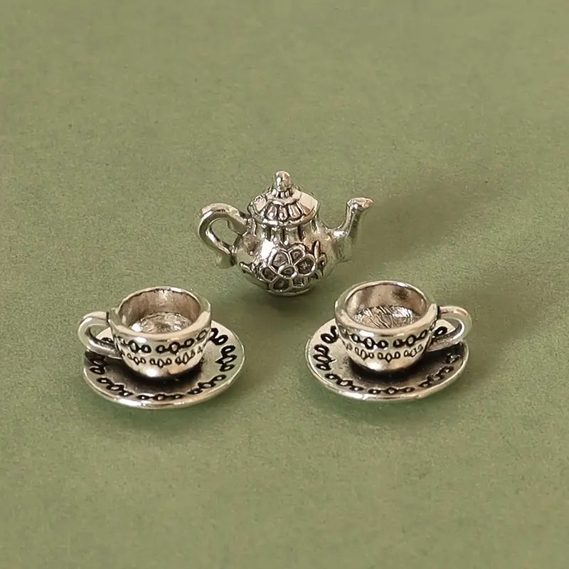 Yellotee Mini Vintage Tea Set 3pcs Silver Floral