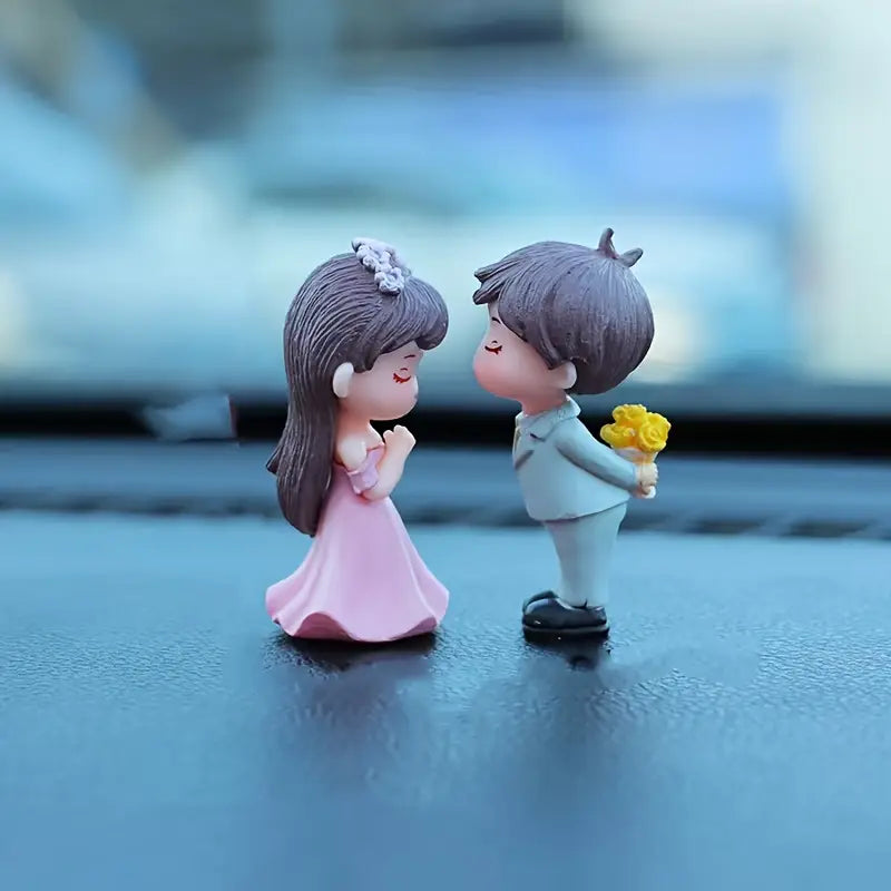 Romantic Couple Car Dashboard Ornament with Heart Balloons – PVC Love Decor