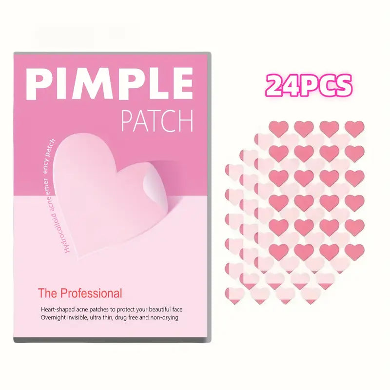 Cute Face Stickers with Pink Love Hearts (24pcs)– Acne & Pimple Covering Stickers
