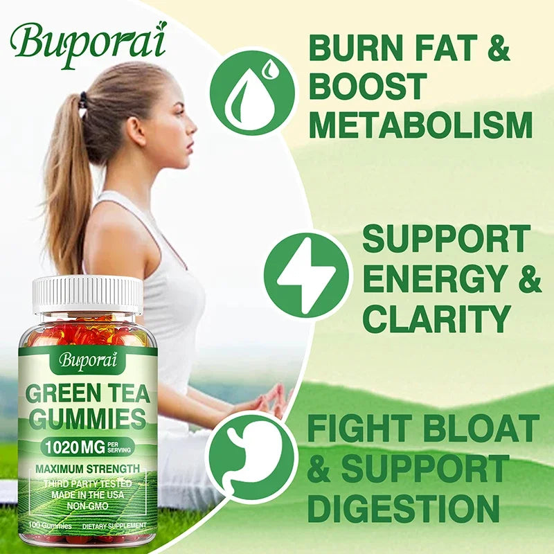 Green Tea Gummies – Belly Fat Burning, Metabolism Boosting & Weight Management
