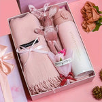 4-Can Set 14oz Stainless Steel Insulated Mugs – Holiday Gift Set with Gloves, Scarf & Dried Flowers