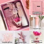 4-Can Set 14oz Stainless Steel Insulated Mugs – Holiday Gift Set with Gloves, Scarf & Dried Flowers
