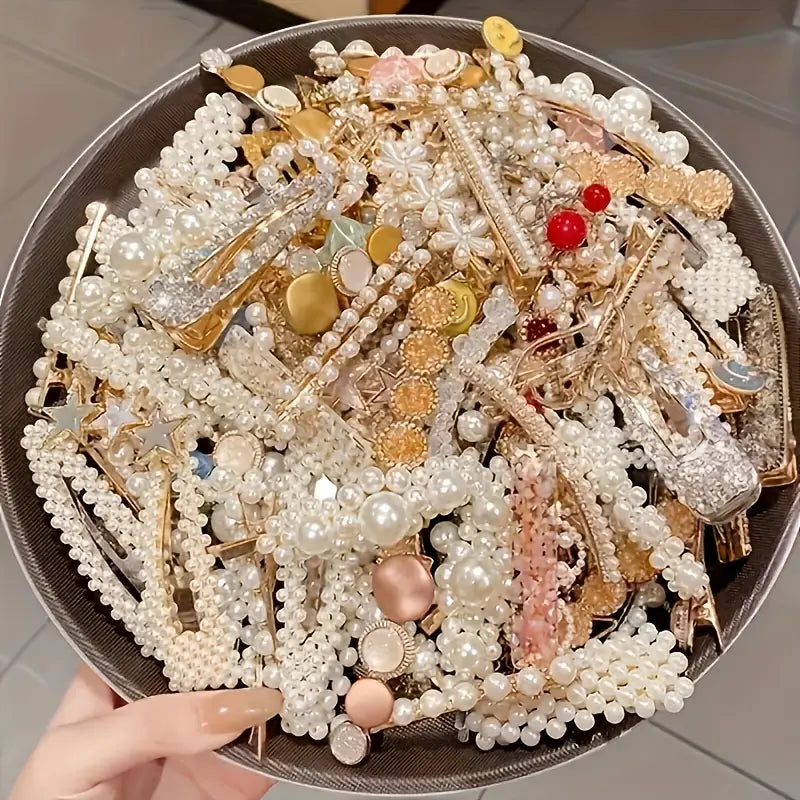 48pcs pearl hair clip set for women, YelloTee