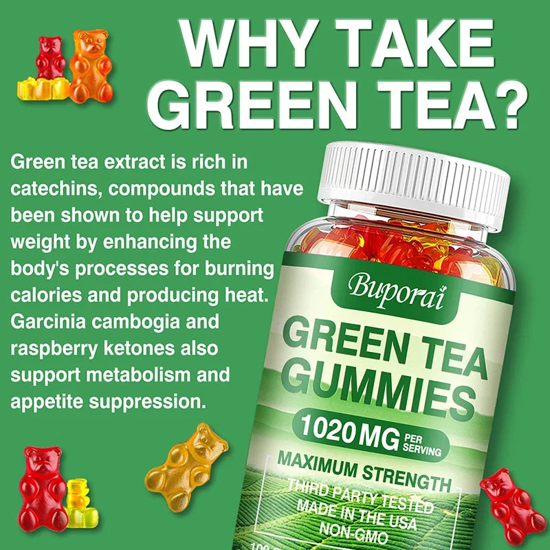 Green Tea Gummies – Belly Fat Burning, Metabolism Boosting & Weight Management