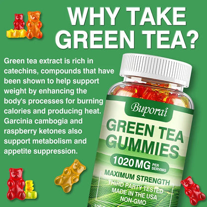 Green Tea Gummies – Belly Fat Burning, Metabolism Boosting & Weight Management