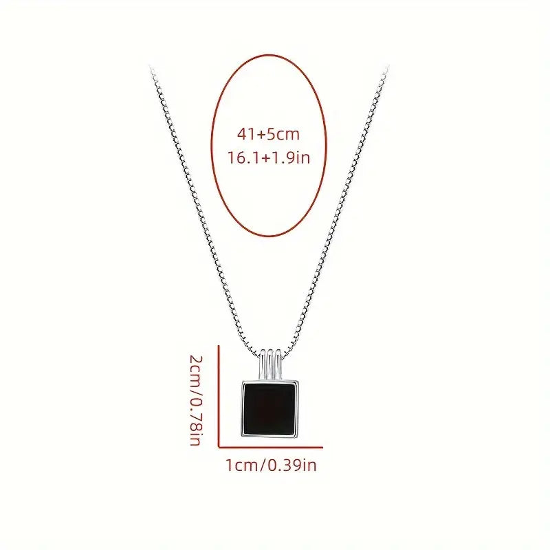 Black Square Pendant Necklace