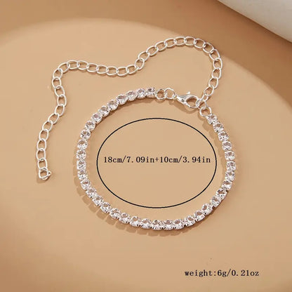 Boho Silver-Plated Rhinestone Anklet