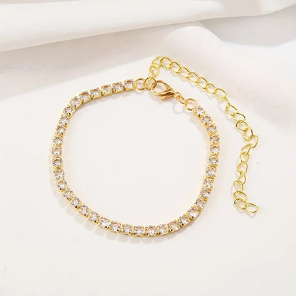 Boho Silver-Plated Rhinestone Anklet