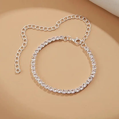 Boho Silver-Plated Rhinestone Anklet