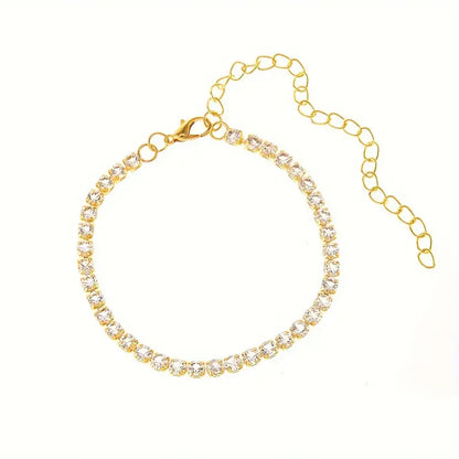 Boho Silver-Plated Rhinestone Anklet