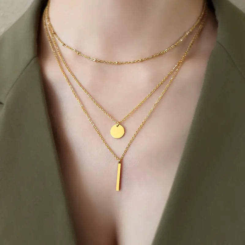 Chic Multi-Layer Geometric Pendant Necklace