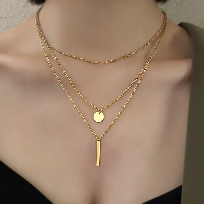 Chic Multi-Layer Geometric Pendant Necklace