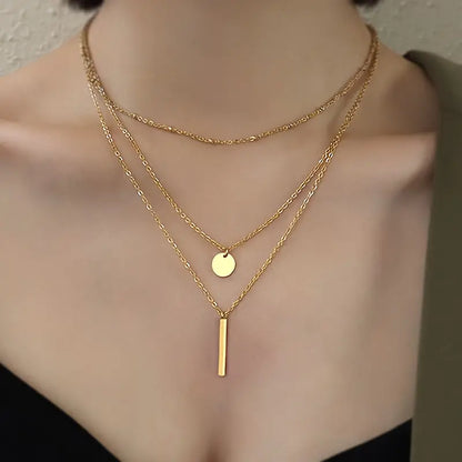 Chic Multi-Layer Geometric Pendant Necklace
