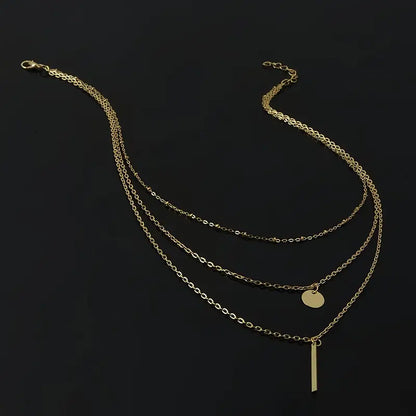 Chic Multi-Layer Geometric Pendant Necklace