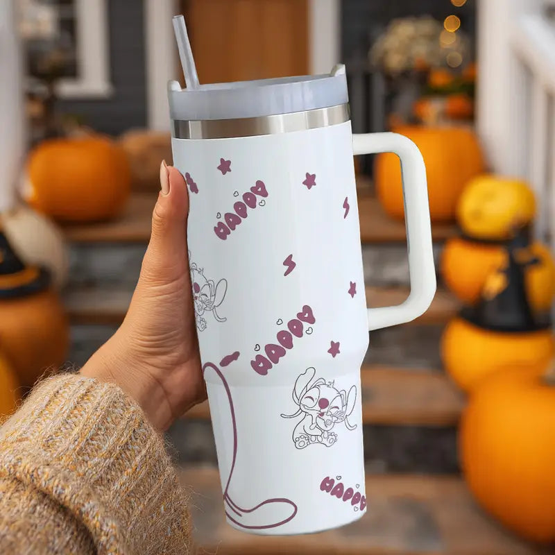 Disney Stitch 40oz Insulated Tumbler – Cute Stainless Steel Cup with Straw