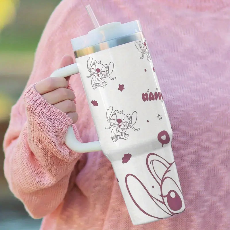 Disney Stitch 40oz insulated stainless steel tumbler with straw, YelloTee