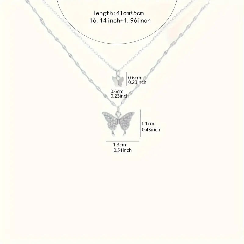 Double-Layered Butterfly Pendant Necklace