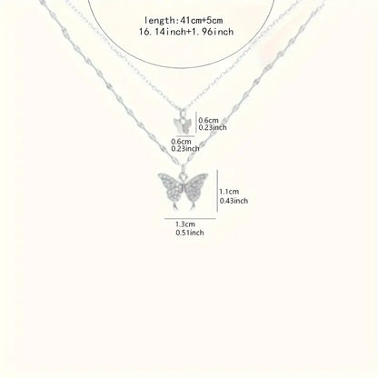 Double-Layered Butterfly Pendant Necklace