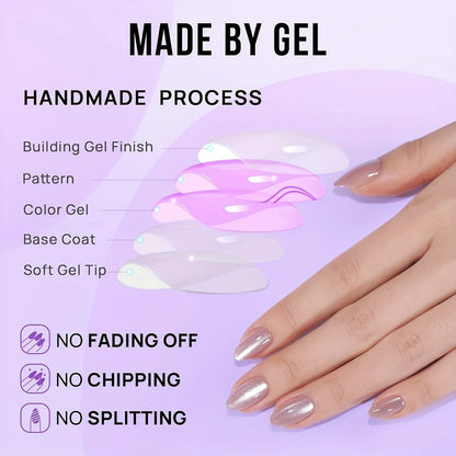 108pcs Cat's Eye Press-On Nails – 4 Styles in Red Almond Shape