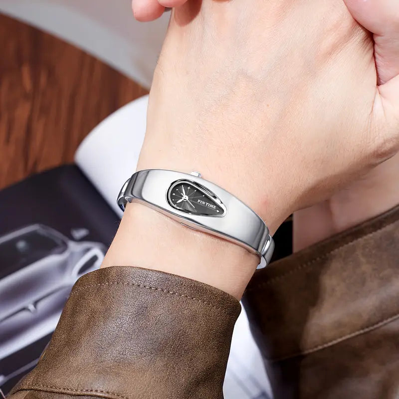 PINTIME Y2K Retro Quartz Watch – Water Drop Design Unisex Wristwatch