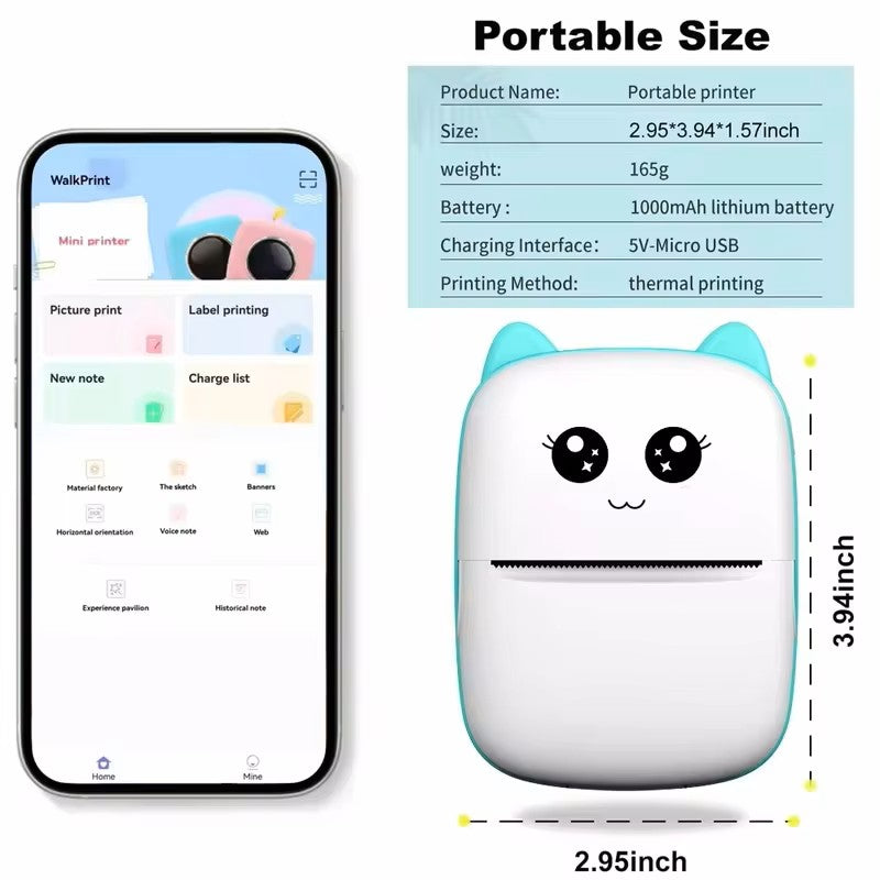 Portable Mini Cat Print Thermal Printer
