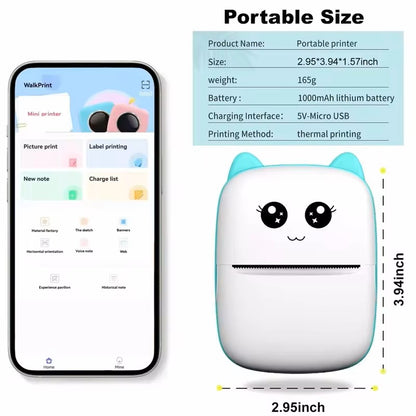 Portable Mini Cat Print Thermal Printer