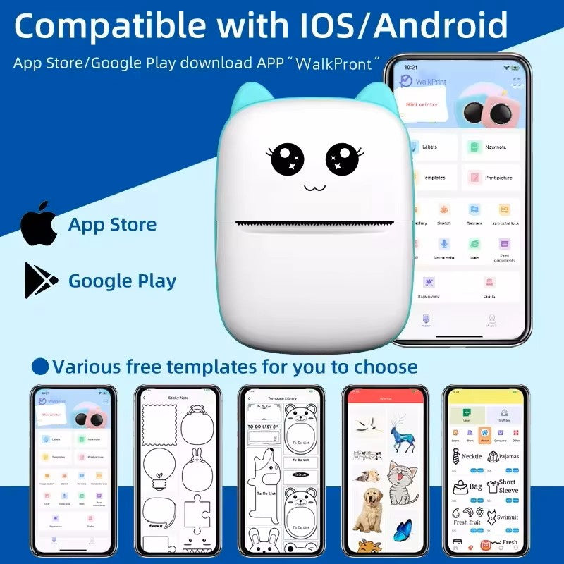 Portable Mini Cat Print Thermal Printer