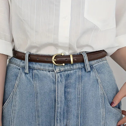 Retro Oval Pin Buckle Thin Belt