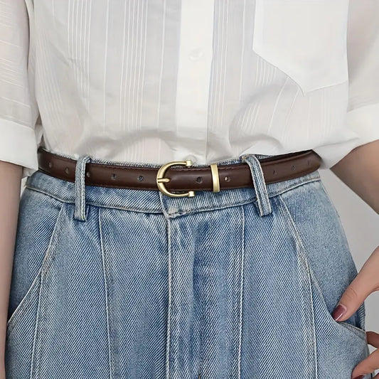 Retro Oval Pin Buckle Thin Belt