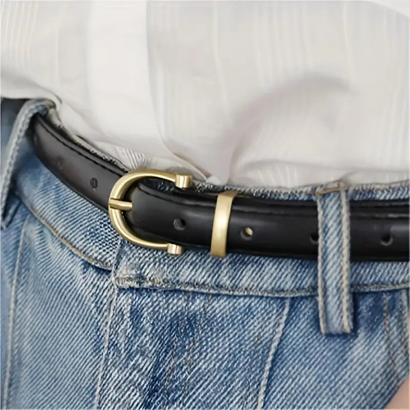 Retro Oval Pin Buckle Thin Belt