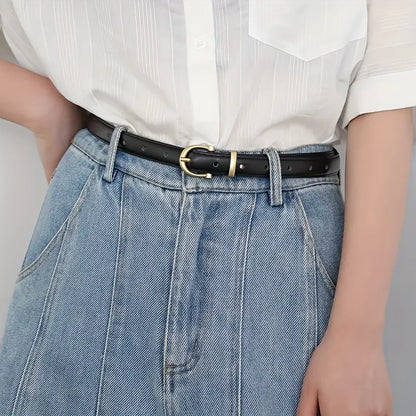 Retro Oval Pin Buckle Thin Belt