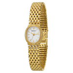 BERNY gold women's quartz watch with stainless steel strap, waterproof design, and retro elliptical dial