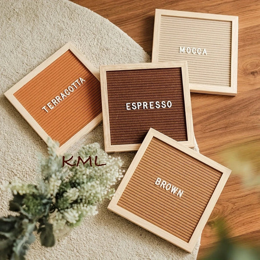 Vintage brown felt letterboard with interchangeable letters for DIY decor, notes, and seasonal displays