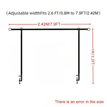 Adjustable metal arch tabletop frame with clamps, extendable from 79.25-259.08cm, perfect for weddings, birthdays, Halloween, Christmas, and party decorations. No electricity needed