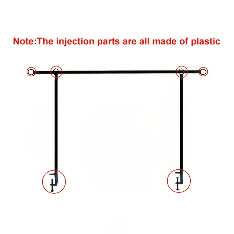 Adjustable metal arch tabletop frame with clamps, extendable from 79.25-259.08cm, perfect for weddings, birthdays, Halloween, Christmas, and party decorations. No electricity needed