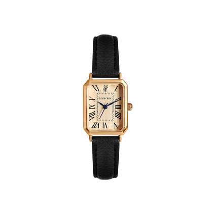 Fashion Retro Digital Dial Square Leather Strap Quartz Wristwatch