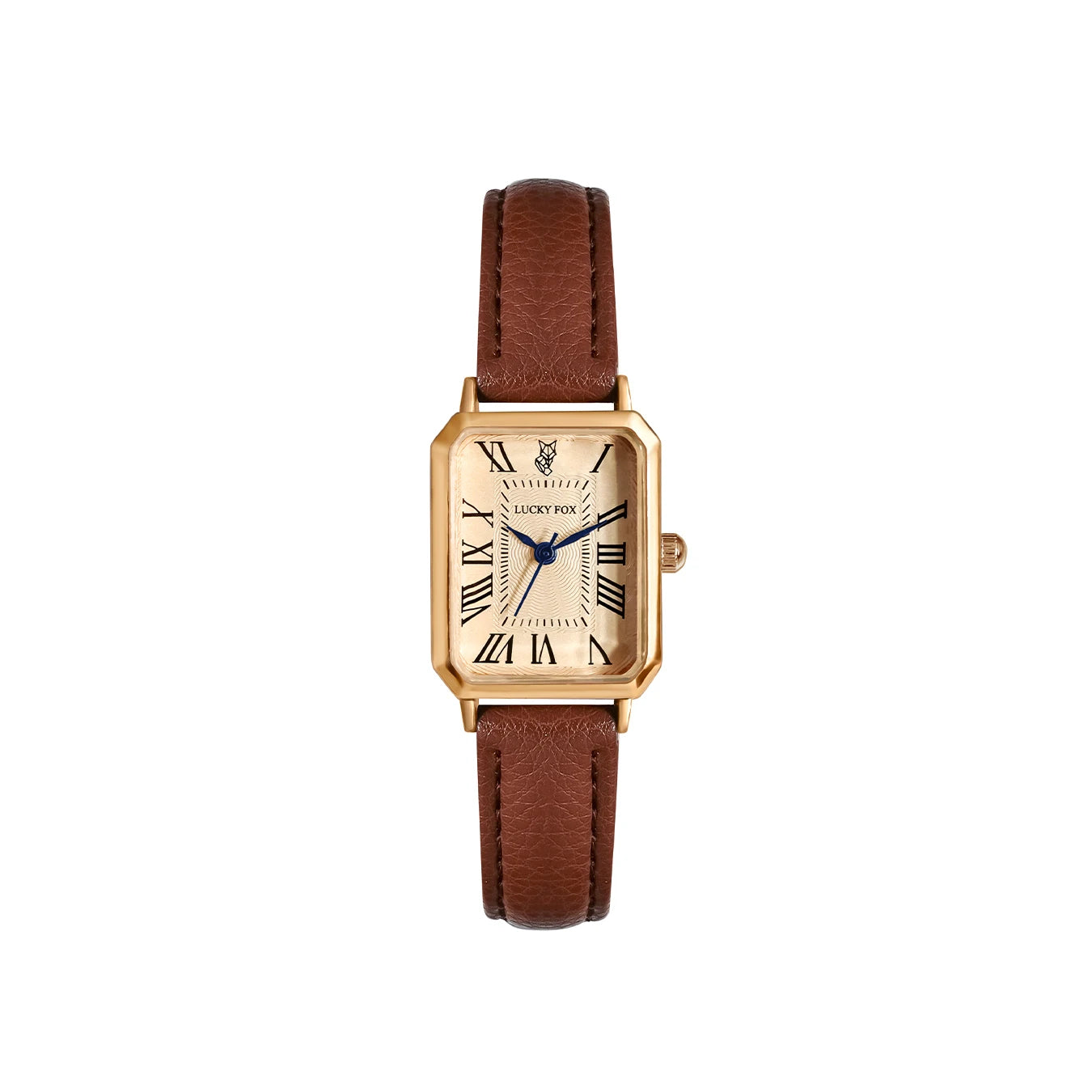 Fashion Retro Digital Dial Square Leather Strap Quartz Wristwatch
